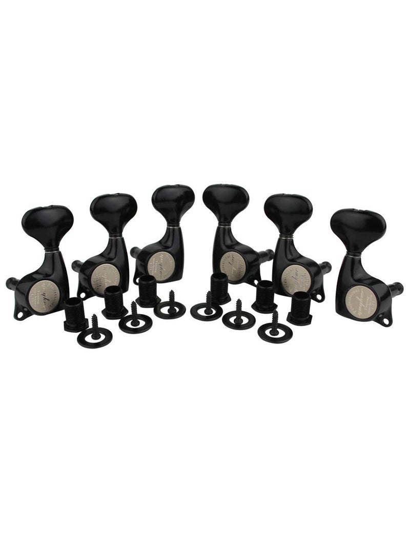 Guyker Guitar Machine Heads (3L + 3R) â€“ 1:21 Sealed Tuning Key Pegs Tuners Set Replacement for ST TL SG Style Electric or Acoustic Guitars â€“ Black - Image 1